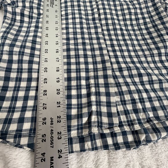Woolrich Women Blue White Plaid Button-Down Shirt Long Sleeve Casual Lightweight - Picture 6 of 6
